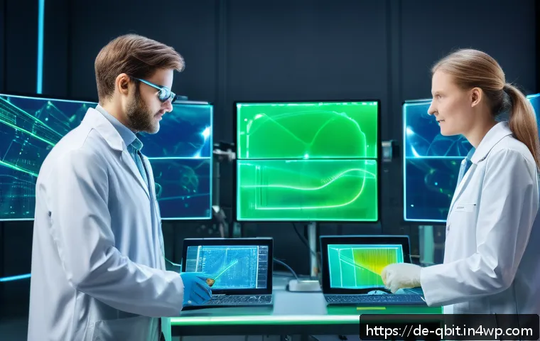 양자 암호화와 네트워크 보안 - A futuristic high-tech laboratory scene in Germany showcasing quantum communication technology: scie...